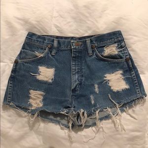 High waisted denim shorts